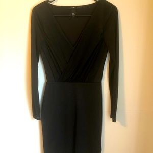 H&M Black v-neck sheer overlay dress XS